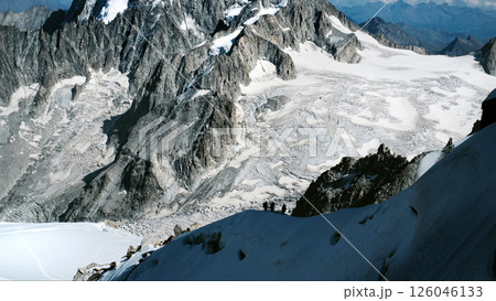 Climbers Climbing The Montblanc Snowy Mountain 126046133