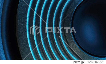 Moving Speaker In Audio System Playing Music Close Up Moving Speaker In Audio System Playing Music Close Up 126046183