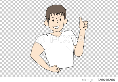 イケメンマッチョが手でGOODポーズするイラスト 126046260