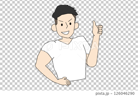 イケメンマッチョが手でGOODポーズするイラスト イケメンマッチョが手でGOODポーズするイラスト 126046290
