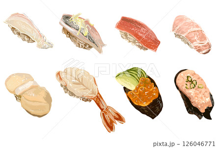 リアルな握り寿司のセット リアルな握り寿司のセット 126046771