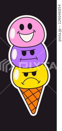 Ice-cream funny faces summer sticker 126046854