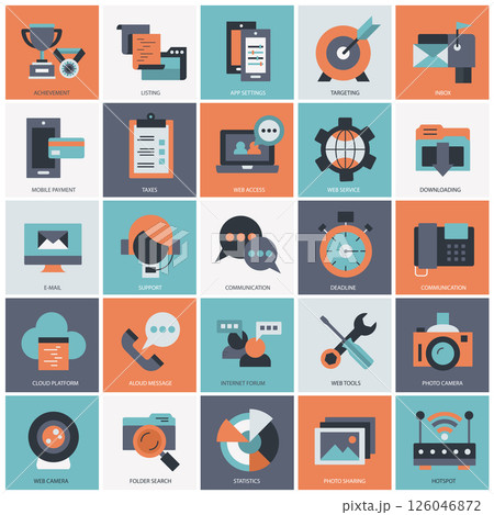 Business, technology and management icon set for websites and mobile applications. Flat vector illustration	 126046872