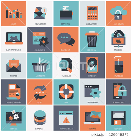 Business, technology and management icon set for websites and mobile applications. Flat vector illustration	 126046873