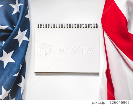 American Flag on white background. Greeting card 126046965