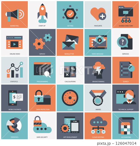 Business, technology and management icon set for websites and mobile applications. Flat vector illustration	 126047014