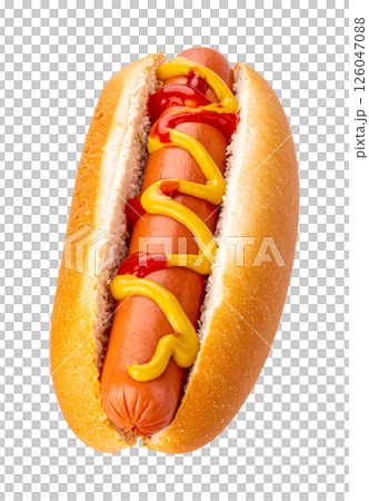 Classic Hot Dog with Mustard and Ketchup 126047088