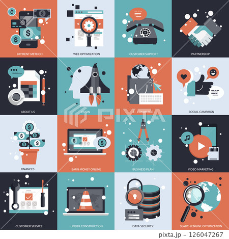 Business, technology and management icon set for websites and mobile applications. Flat vector illustration	 126047267