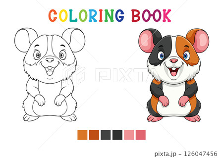 Cute little hamster cartoon on white background in coloring book style Cute little hamster cartoon on white background in coloring book style 126047456