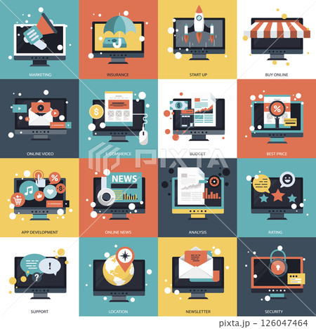 Business, technology and management icon set for websites and mobile applications. Flat vector illustration	 126047464