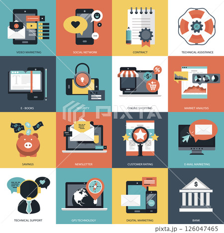 Business, technology and management icon set for websites and mobile applications. Flat vector illustration	 126047465