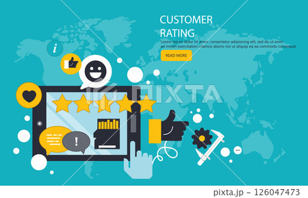 Feedback. Rating on customer service illustration. Website rating feedback and review concept. Flat vector illustration Feedback. Rating on customer service illustration. Website rating feedback and review concept. Flat vector illustration 126047473