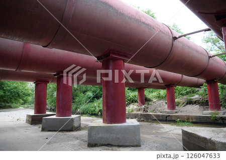 Red large water supply pipelines Red large water supply pipelines 126047633