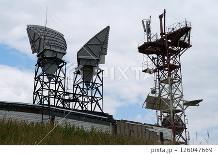 Antennas of meteorological station and television in mountains Antennas of meteorological station and television in mountains 126047669