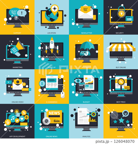 Business, technology and management icon set for websites and mobile applications. Flat vector illustration	 126048070