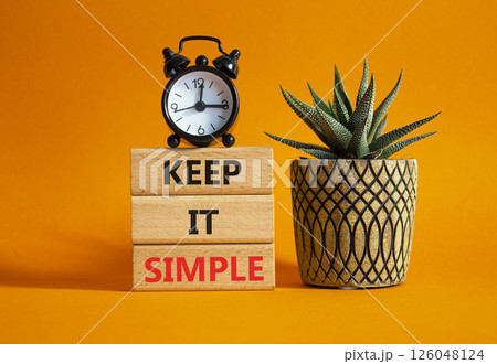 Keep it real symbol. Concept word Keep it real on wooden blocks. Beautiful orange background with succulent plant and alarm clock. Business and Keep it real concept. Copy space 126048124