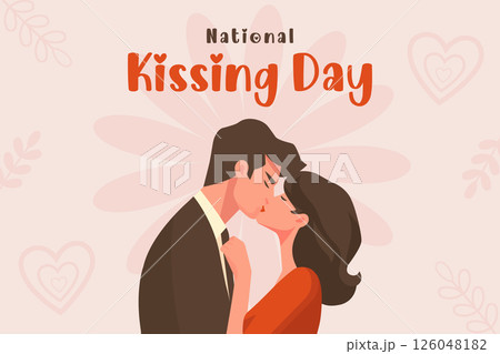 National Kissing Day Poster Flat Vector Illustration 126048182
