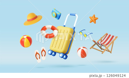 3d Floating Summer Vacation Items 126049124