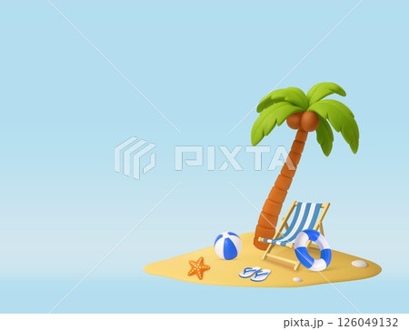 3d Relaxing Tropical Scene with Palm 3d Relaxing Tropical Scene with Palm 126049132