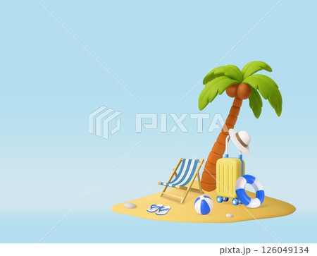 3d Tropical Vacation Setup with Palm 126049134