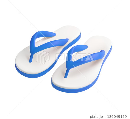 3d Summer blue Beach Flip Flops sandals, 126049139