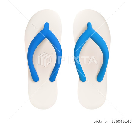 3d Summer blue Beach Flip Flops sandals, 126049140