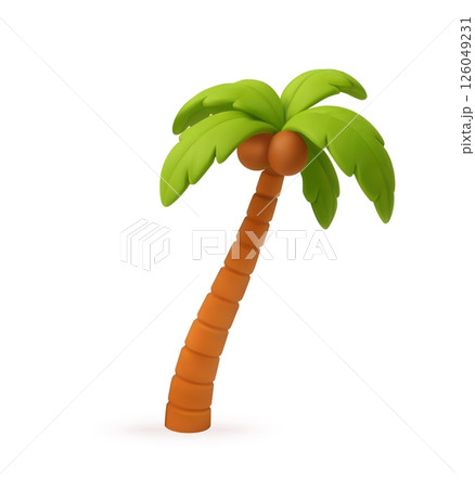 3D Cute cartoon tropical palm tree 126049231