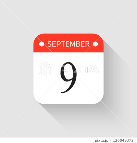 Vector icon page day calendar - 9 September month 126049372