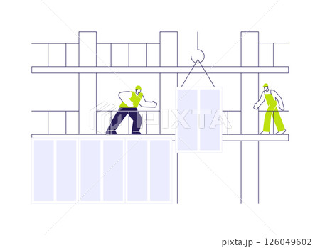 Curtain walling system abstract concept vector illustration. Curtain walling system abstract concept vector illustration. 126049602