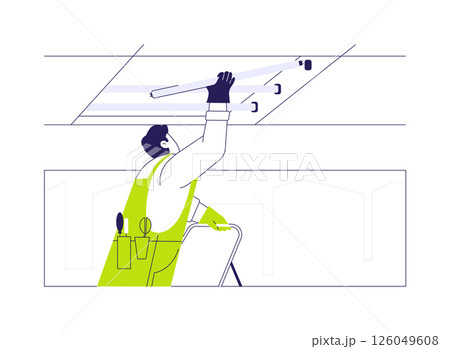 Commercial lighting installation abstract concept vector illustration. 126049608