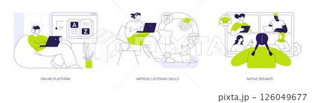 Foreign language distance learning isolated cartoon vector illustrations se Foreign language distance learning isolated cartoon vector illustrations se 126049677