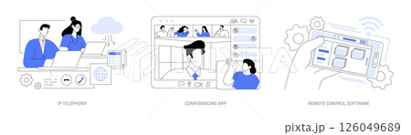 Teamwork technologies isolated cartoon vector illustrations se 126049689
