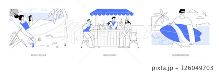 Beach activities isolated cartoon vector illustrations se 126049703