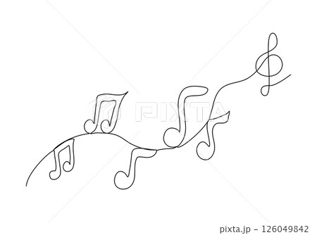 Melody and notes. One line drawing vector illustration. 126049842