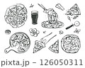 Hand drawn set of pizza illustrations 126050311