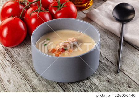 Salmon white soup with salmon 126050440