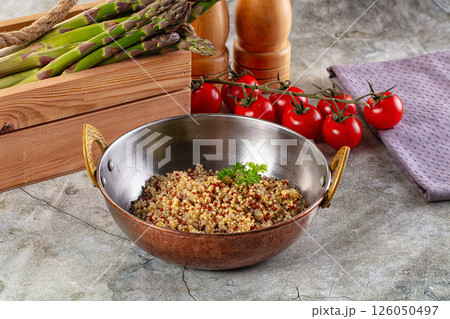 Boiled quinoa cereal in the bowl 126050497