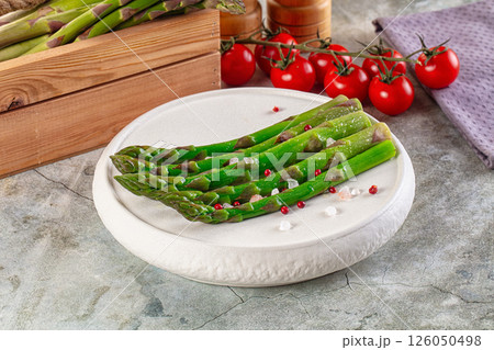 Green spring boiled asparagus sprouts 126050498