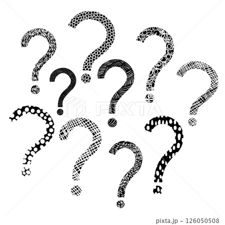 Modern vector set with question mark icons with texture in black and white 126050508