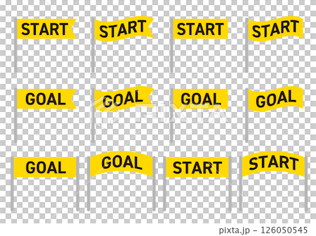 Set of various goal and start flag illustrations_yellow 126050545