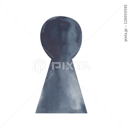 The dark keyhole is hand-drawn. Watercolor illustration isolated on a white background. Idea. The concept. Clipart. 126050595