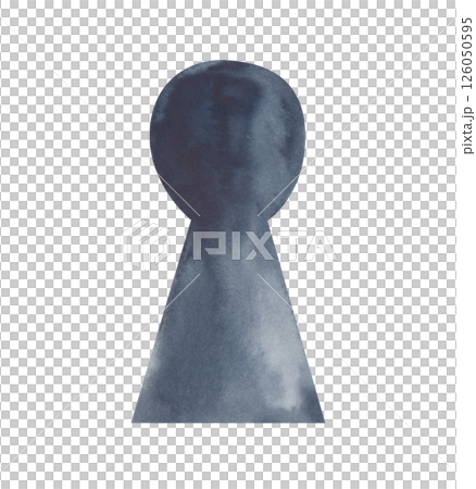 The dark keyhole is hand-drawn. Watercolor illustration isolated on a white background. Idea. The concept. Clipart. 126050595