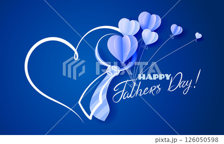 Bow Tie in heart Happy Fathers Day. Continuous One line drawing. Concept Fathers Day card. 126050598