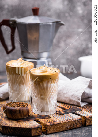 Dalgona whipped coffee with milk Dalgona whipped coffee with milk 126050623
