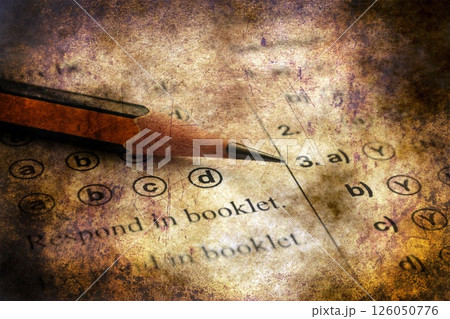 Answer sheet grunge concept Answer sheet grunge concept 126050776