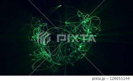 Abstract green glowing sphere made of energetic...のイラスト素材 [126051144 ...