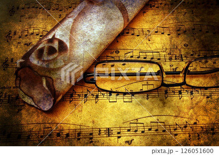 Music sheet and old letter grunge concept 126051600