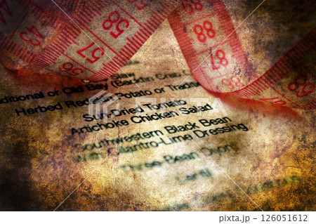 Menu and measure tape concept grunge concept Menu and measure tape concept grunge concept 126051612
