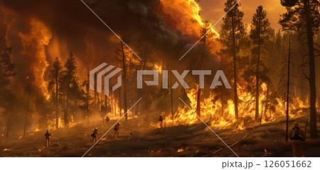 An Extensive Forest Engulfed In Raging Wildfires 126051662