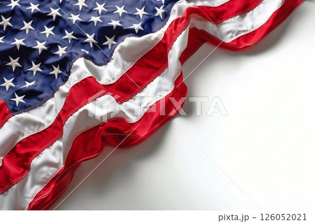 American Flag Draped Elegantly on a Smooth Surface With Vibrant Colors and Detailed Stitching 126052021